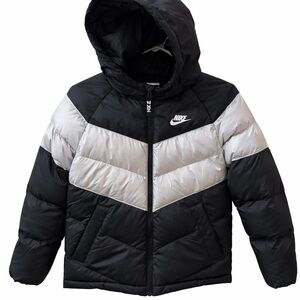 Nike youth puffer jacket hooded insulated chevron medium
